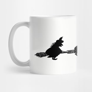halloween black witches on broomsticks spooky Mug